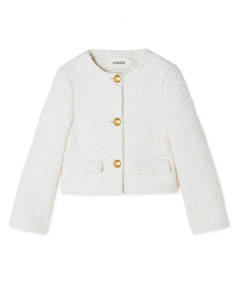 
  
    Versace
  
 Girls Ivory Lurex Tweed Jacket