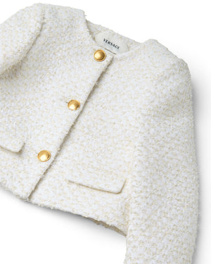 
  
    Versace
  
 Girls Ivory Lurex Tweed Jacket