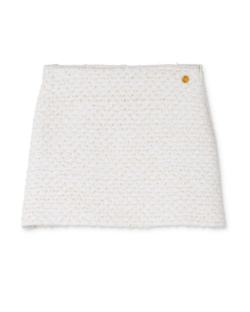 
  
    Versace
  
 Girls Ivory Lurex Cotton Tweed Skirt