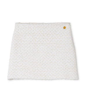 
  
    Versace
  
 Girls Ivory Lurex Cotton Tweed Skirt