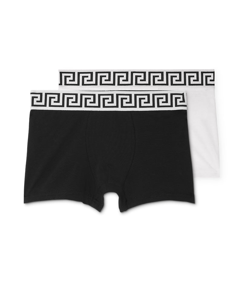 
  
    Versace
  
 Boys White/Black 2 Pack Boxer Set