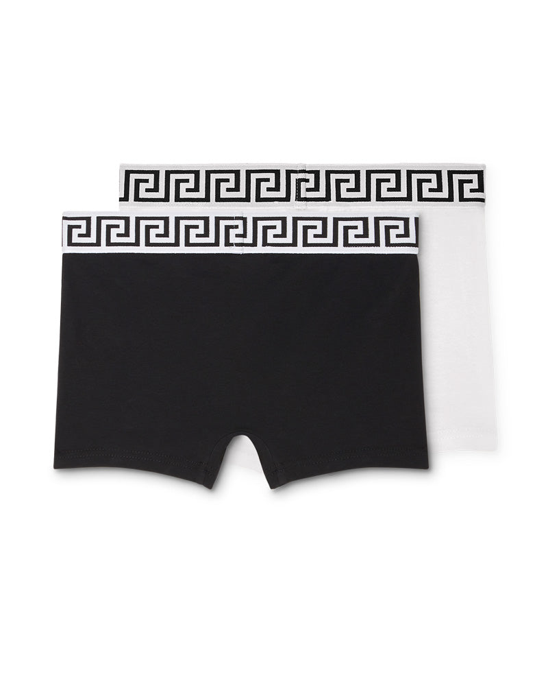 
  
    Versace
  
 Boys White/Black 2 Pack Boxer Set