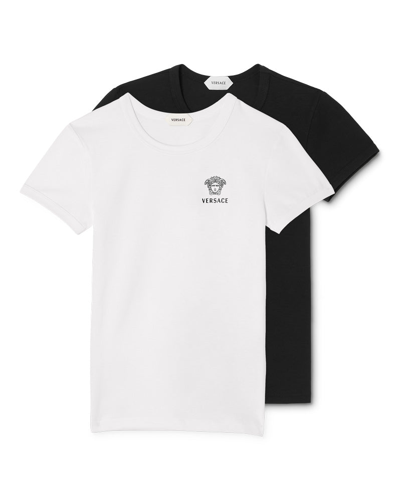 
  
    Versace
  
 Boys White/Black 2 Pack Undershirt Set