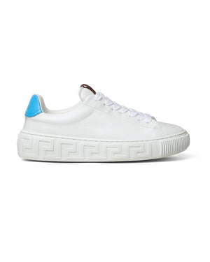 
  
    Versace
  
 White Leather Greca Sneakers