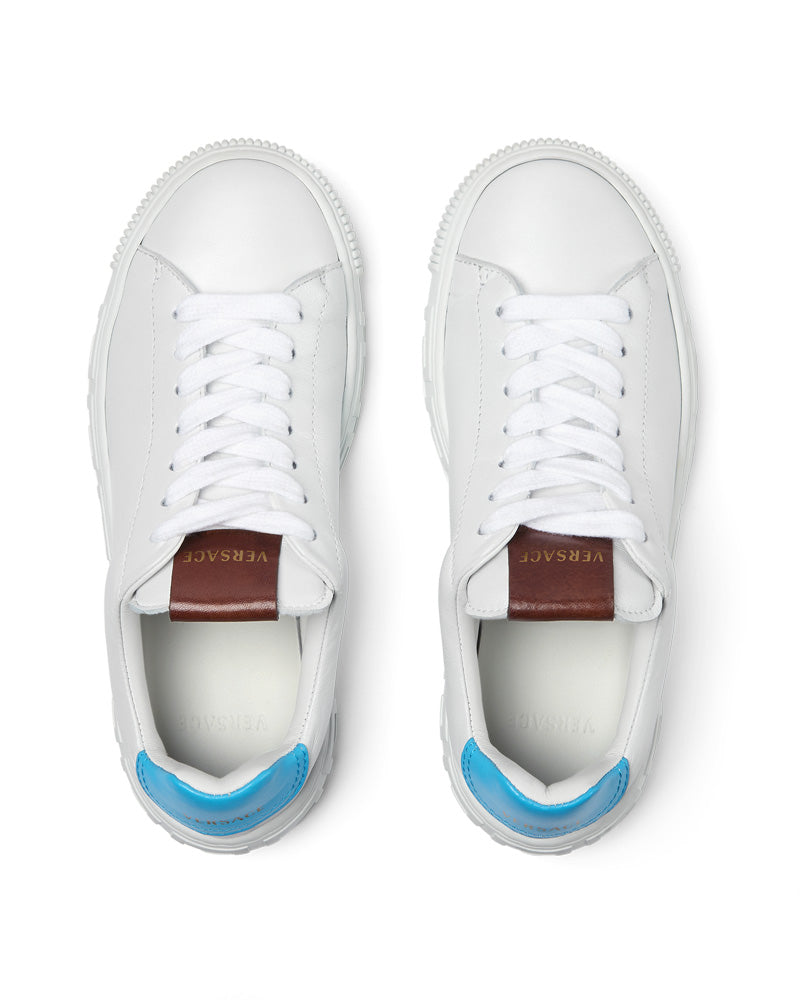 
  
    Versace
  
 White Leather Greca Sneakers