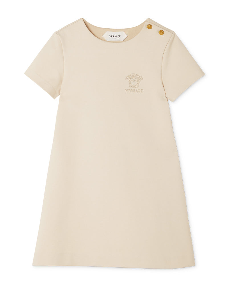 
  
    Versace
  
 Girls Beige Milano Medusa Embroidered Dress