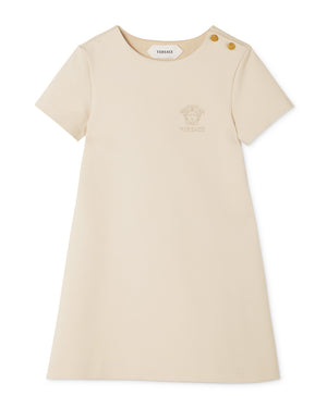 
  
    Versace
  
 Girls Beige Milano Medusa Embroidered Dress