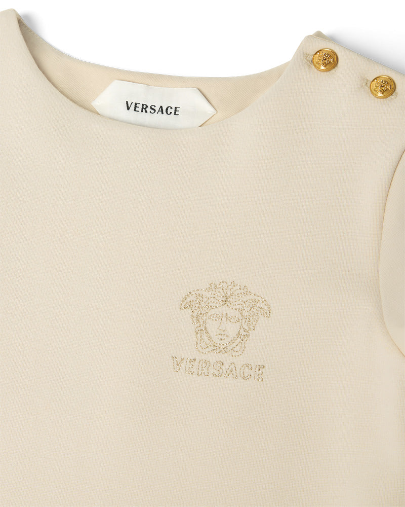 
  
    Versace
  
 Girls Beige Milano Medusa Embroidered Dress