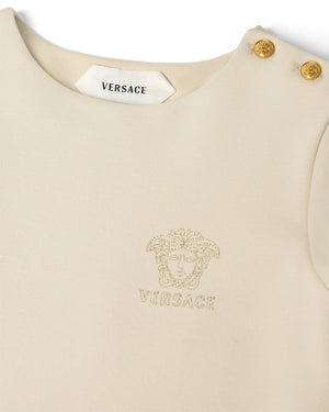 
  
    Versace
  
 Girls Beige Milano Medusa Embroidered Dress