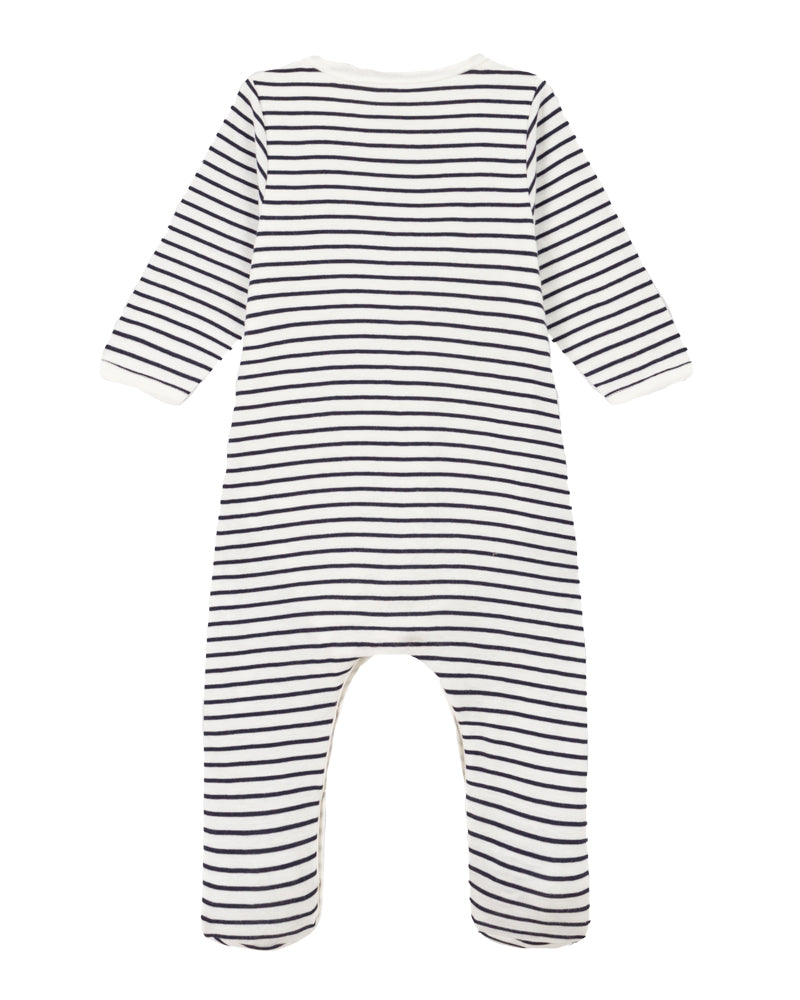 Baby Boys White/Navy Striped Onesie