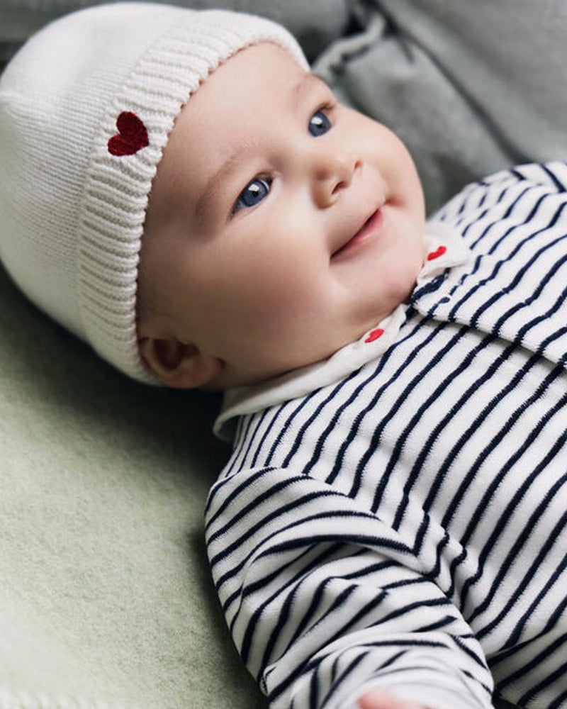 Baby Ivory Red Heart Knit Hat