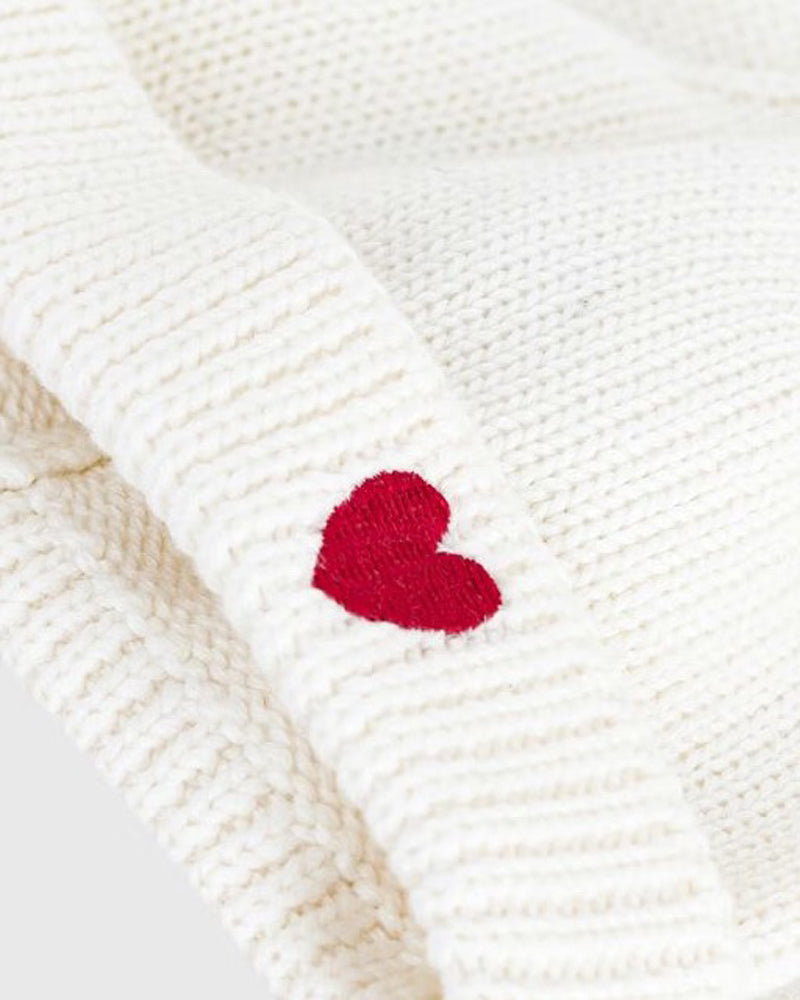 Baby Ivory Red Heart Knit Hat