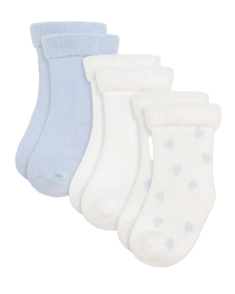 
  
    Petit
  
    Bateau
  
 Baby Boys Blue Heart 3 Pack Sock Set