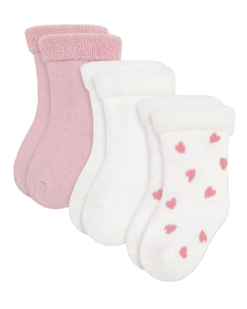 
  
    Petit
  
    Bateau
  
 Baby Girls Pink Heart 3 Pack Sock Set