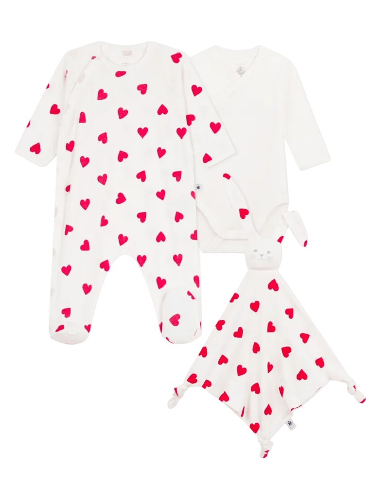 
  
    Petit
  
    Bateau
  
 Baby Red Heart Onesie, Body & Toy Gift Set