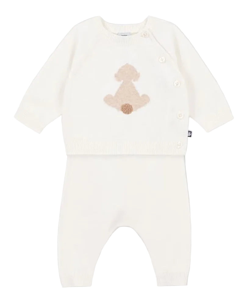 
  
    Petit
  
    Bateau
  
 Baby Ivory Knit Animal Outfit Set