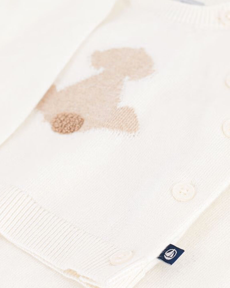 
  
    Petit
  
    Bateau
  
 Baby Ivory Knit Animal Outfit Set