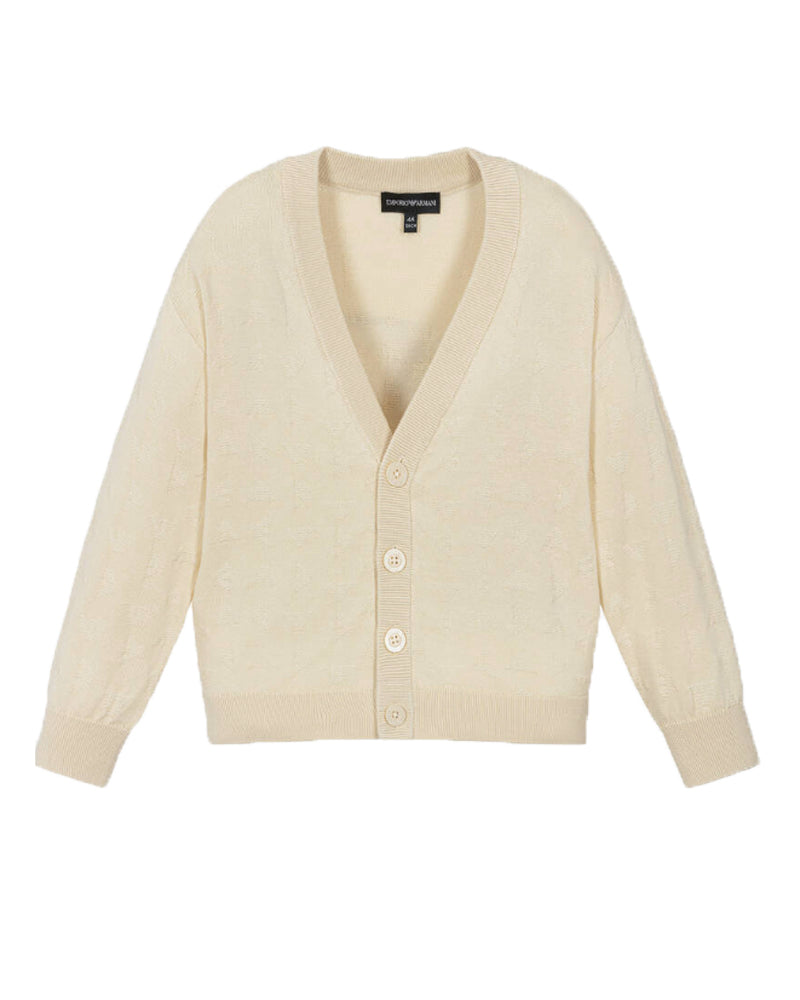 Boys Beige Embroidered Eagel Cardigan