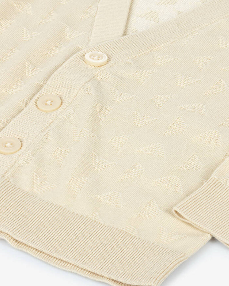 Boys Beige Embroidered Eagel Cardigan