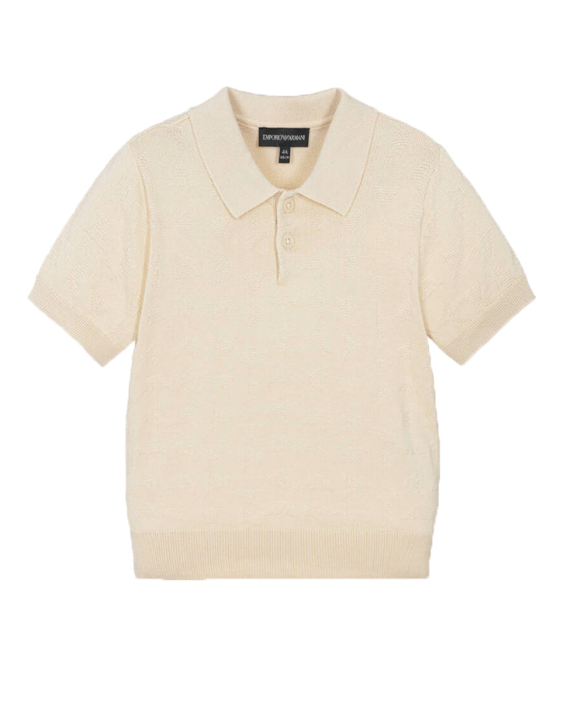 Boys Beige Embroidered Eagle Polo