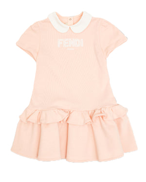 
  
    Fendi
  
 Baby Girls Pink Ruffle Logo Dress