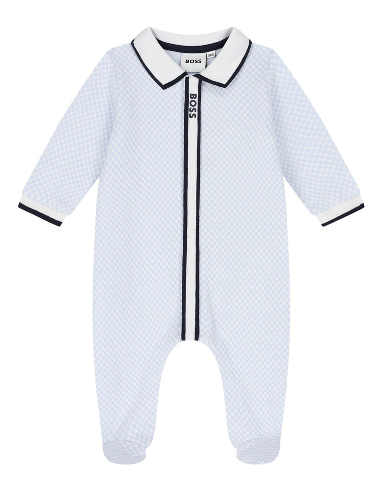 Baby Boys Blue Check Onesie
