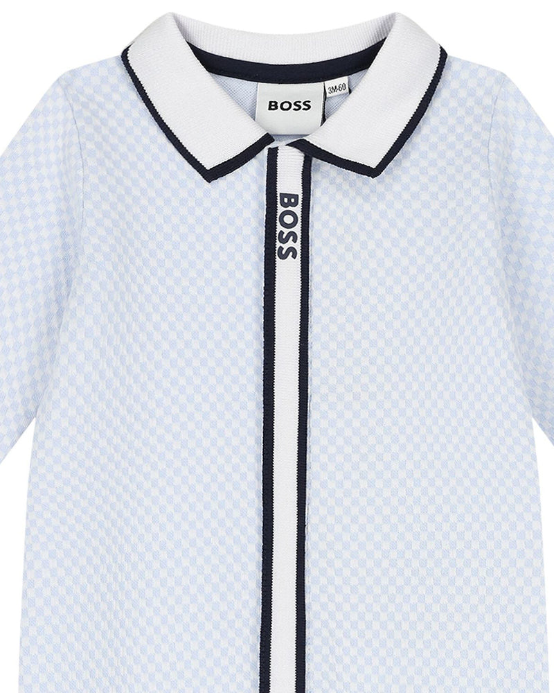 Baby Boys Blue Check Onesie