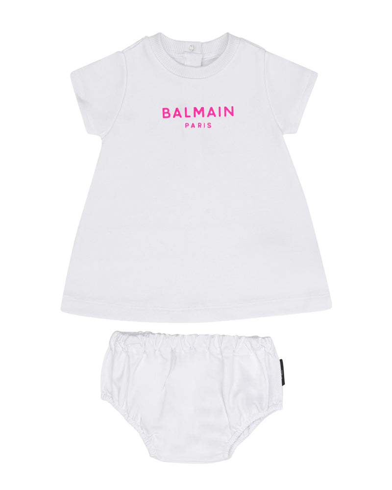 Baby Girls White Neon Logo Dress