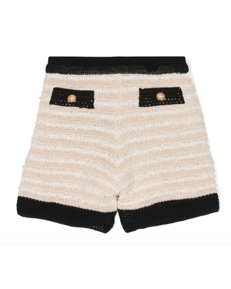 Balmain Girls Beige Knit Shorts