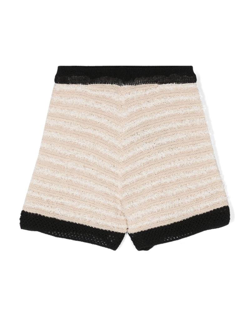 Girls Beige Knit Shorts
