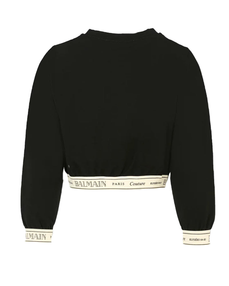 Girls Black Logo Cropped Sweatshirt