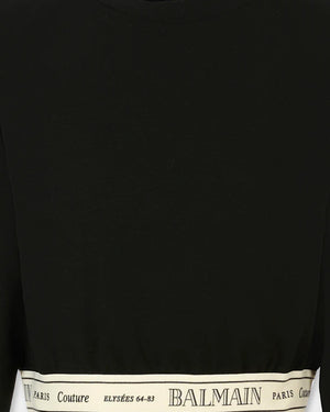 
  
    Balmain
  
 Girls Black Logo Cropped Sweatshirt