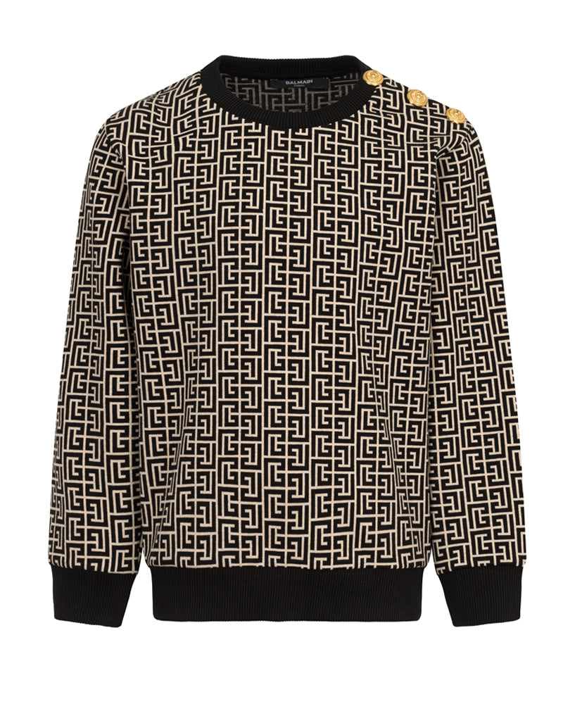 
  
    Balmain
  
 Boys White/Black Monogram Sweatshirt
