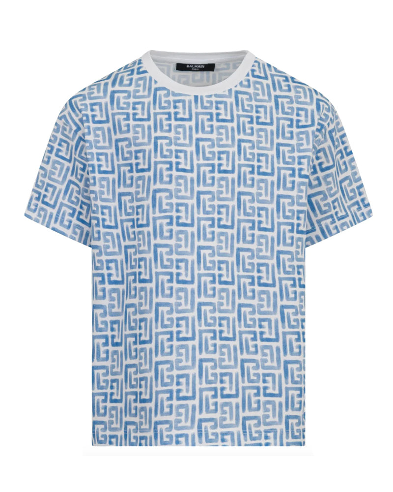 
  
    Balmain
  
 Boys Blue Monogram T-Shirt