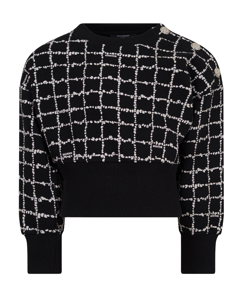 
  
    Balmain
  
 Girls White/Black Check Sweatshirt
