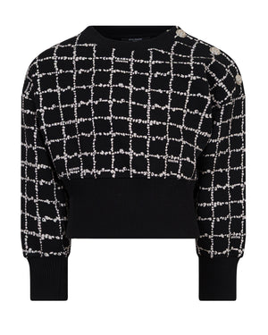 
  
    Balmain
  
 Girls White/Black Check Sweatshirt