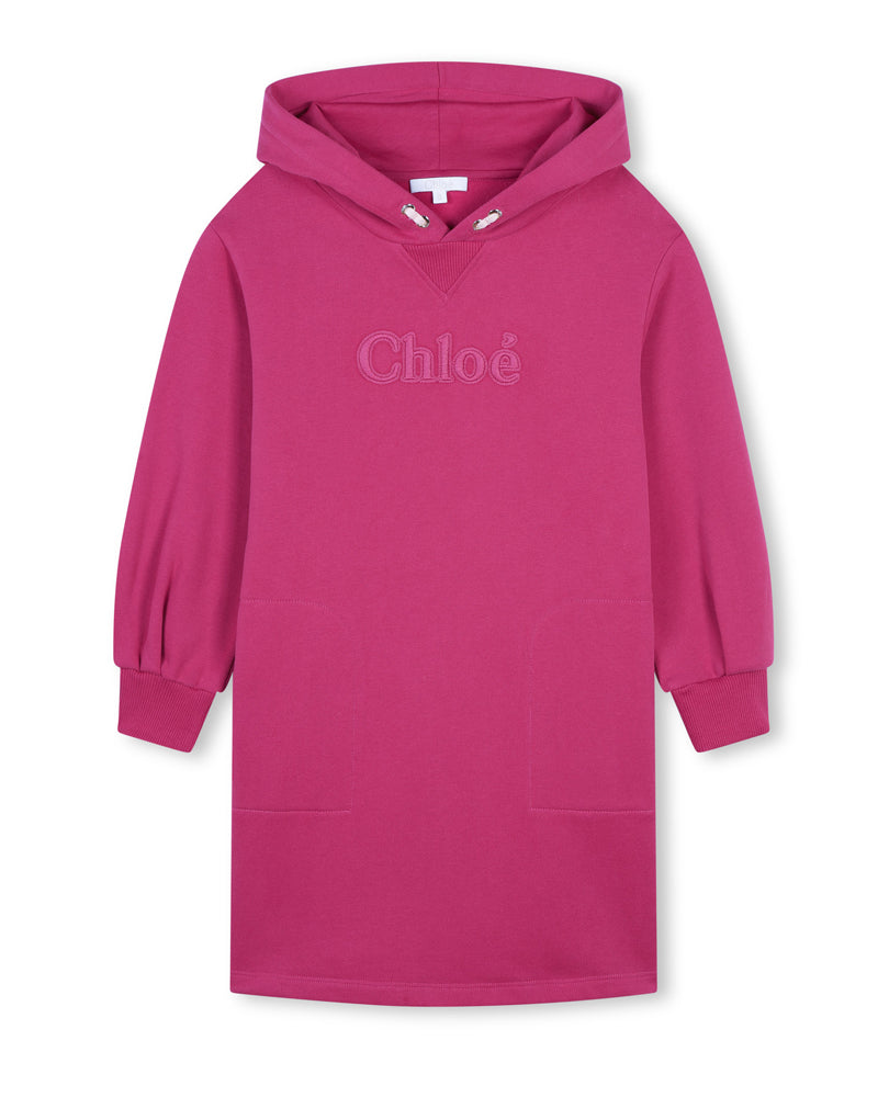 Chloe Girls Fuchsia Logo Hooded Sweater Dress