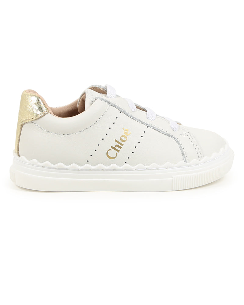 Girls White Leather Sneakers