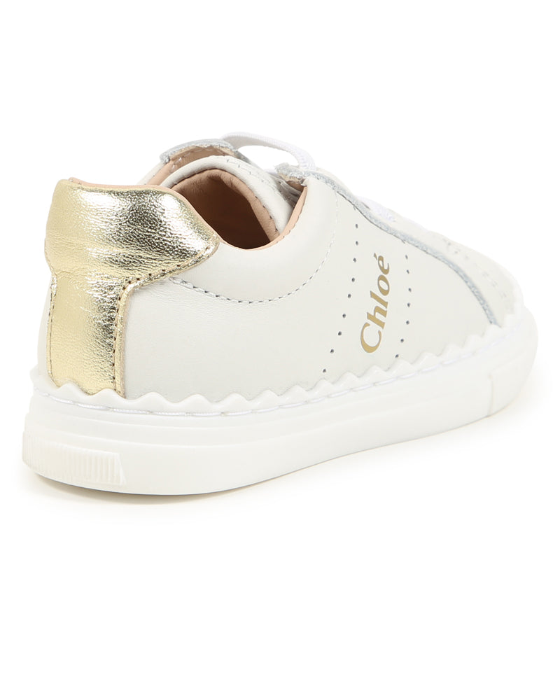 Girls White Leather Sneakers