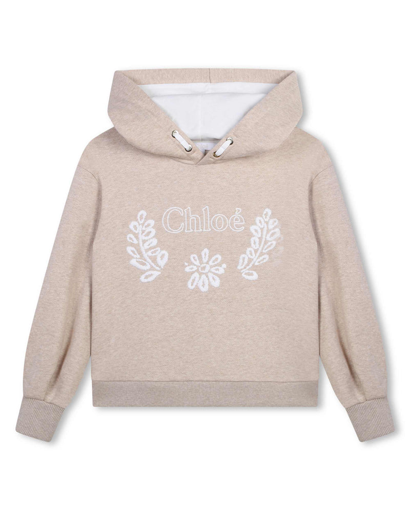 Girls Beige Hooded Sweatshirt