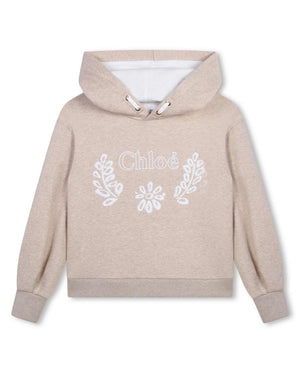 
  
    Chloé
  
 Girls Beige Hooded Sweatshirt