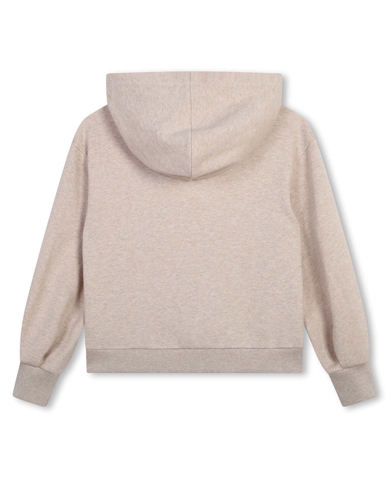 Girls Beige Hooded Sweatshirt