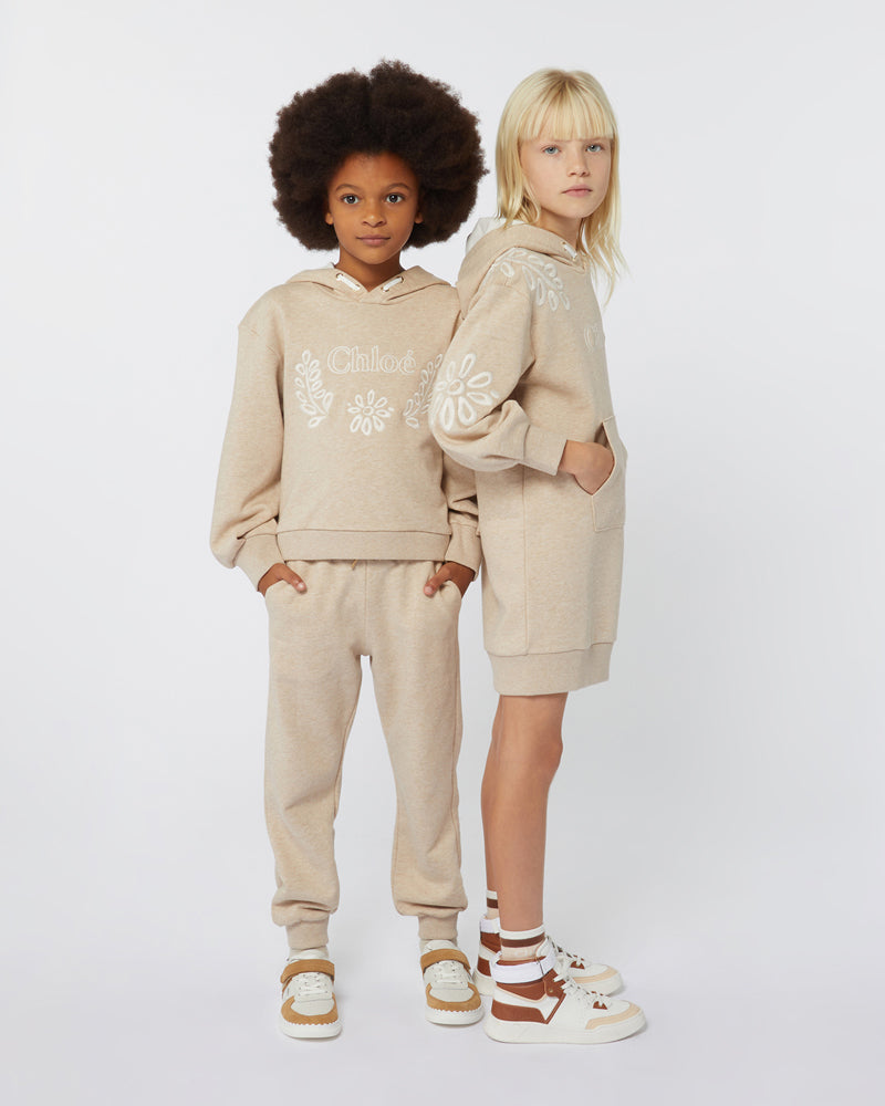 Girls Beige Hooded Sweatshirt