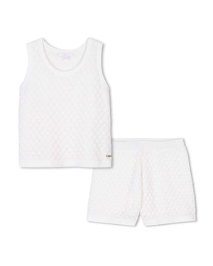 
  
    Chloé
  
 Girls Ivory Knit Cotton Outfit Set