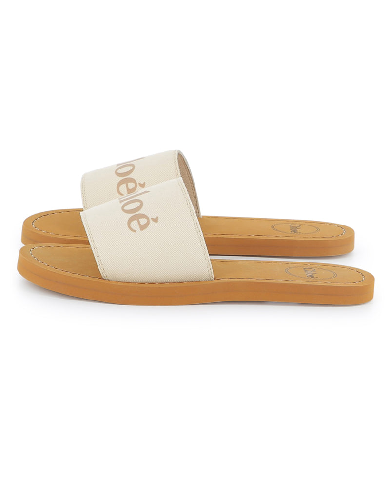 Girls Ivory Webbed Logo Sandals