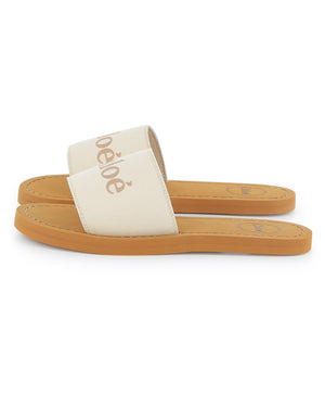 
  
    Chloé
  
 Girls Ivory Webbed Logo Sandals