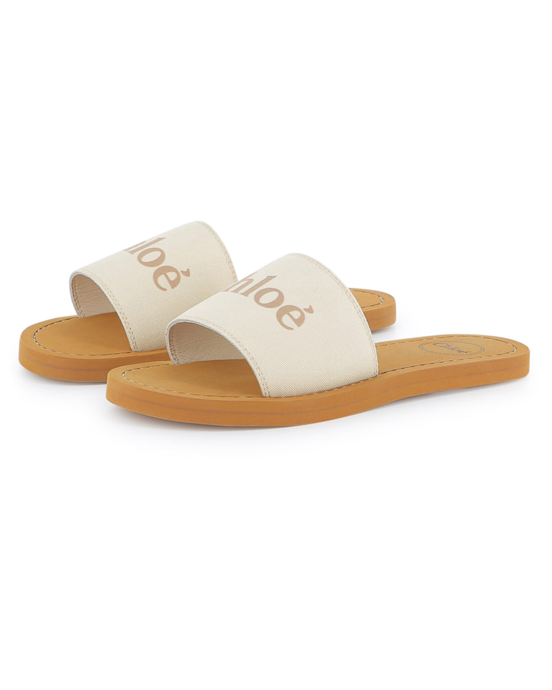 Girls Ivory Webbed Logo Sandals