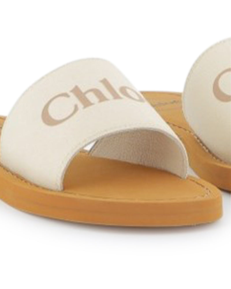 Girls Ivory Webbed Logo Sandals