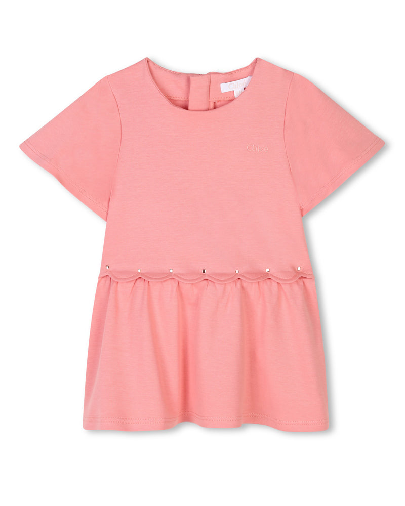 Baby Girls Pink Scalloped Dress