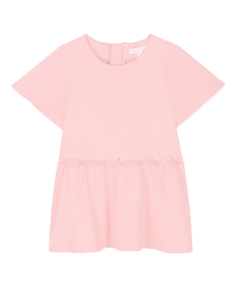 Baby Girls Light Pink Scalloped Dress